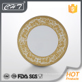 A062 flower bone china dinnerware plate with gold rim